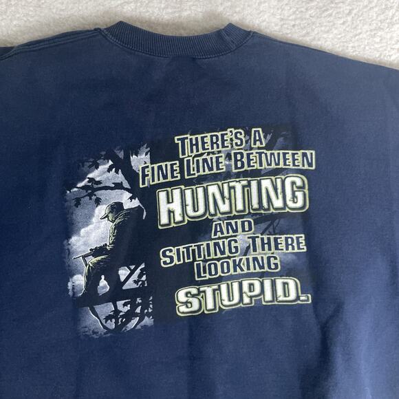 Vintage Buck Wear Sweatshirt Mens 2XL Blue Deer Hunting Wildlife Crewneck - Picture 12 of 16